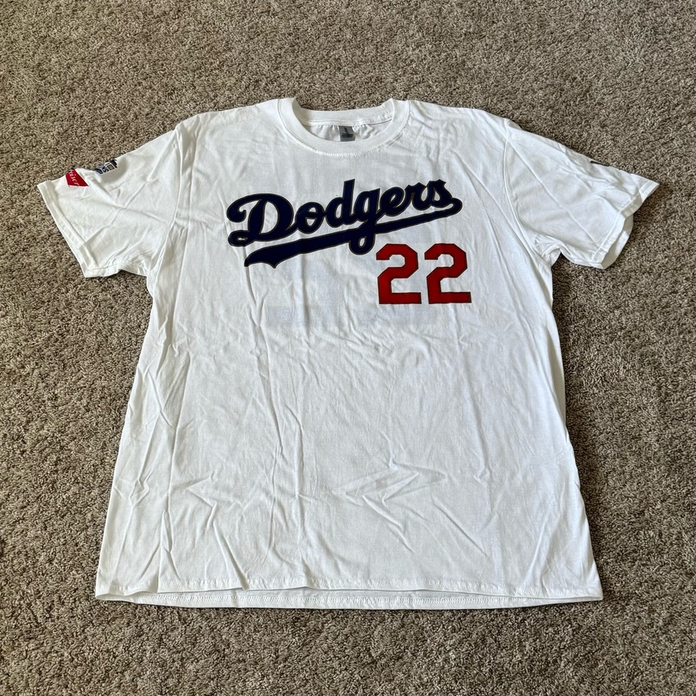 NEW LA Dodgers 2020 World Champions Clayton Kershaw white T Shirt Tee Men's XL